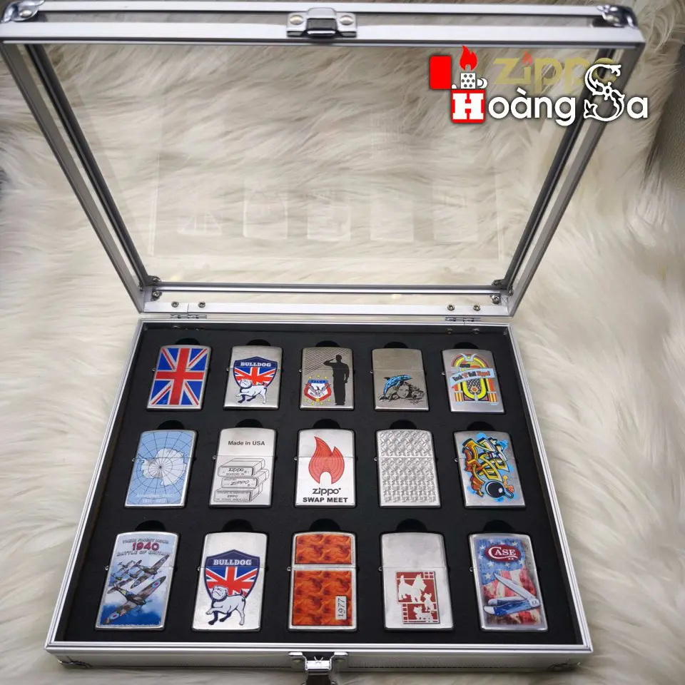 Hộp Nhôm Chứa 15 Bật Lửa Zippo, Mặt Mica Trong Suốt - Kích Thước 23 x 28 cm - Ảnh 4