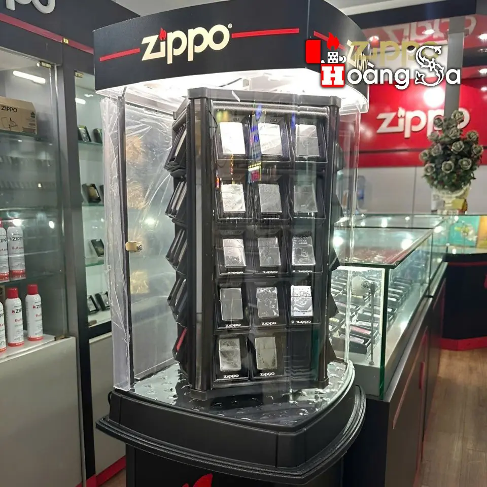 Tủ trưng bày Zippo chính hãng 60 cây, xoay tự động, có đèn LED - Ảnh 3