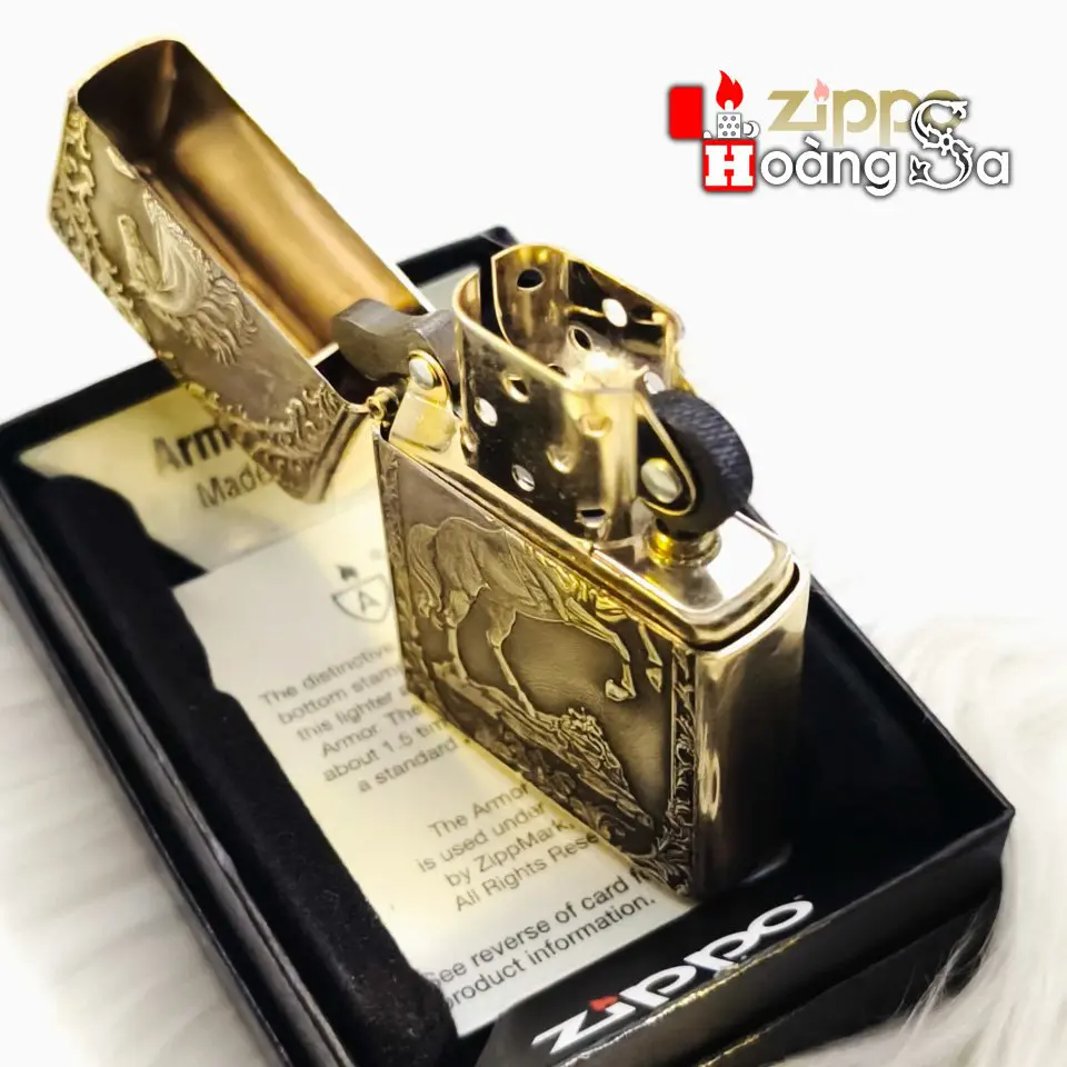 Bật lửa Zippo Brass Armor chủ đề Ngựa 3D chính hãng - Ảnh 3