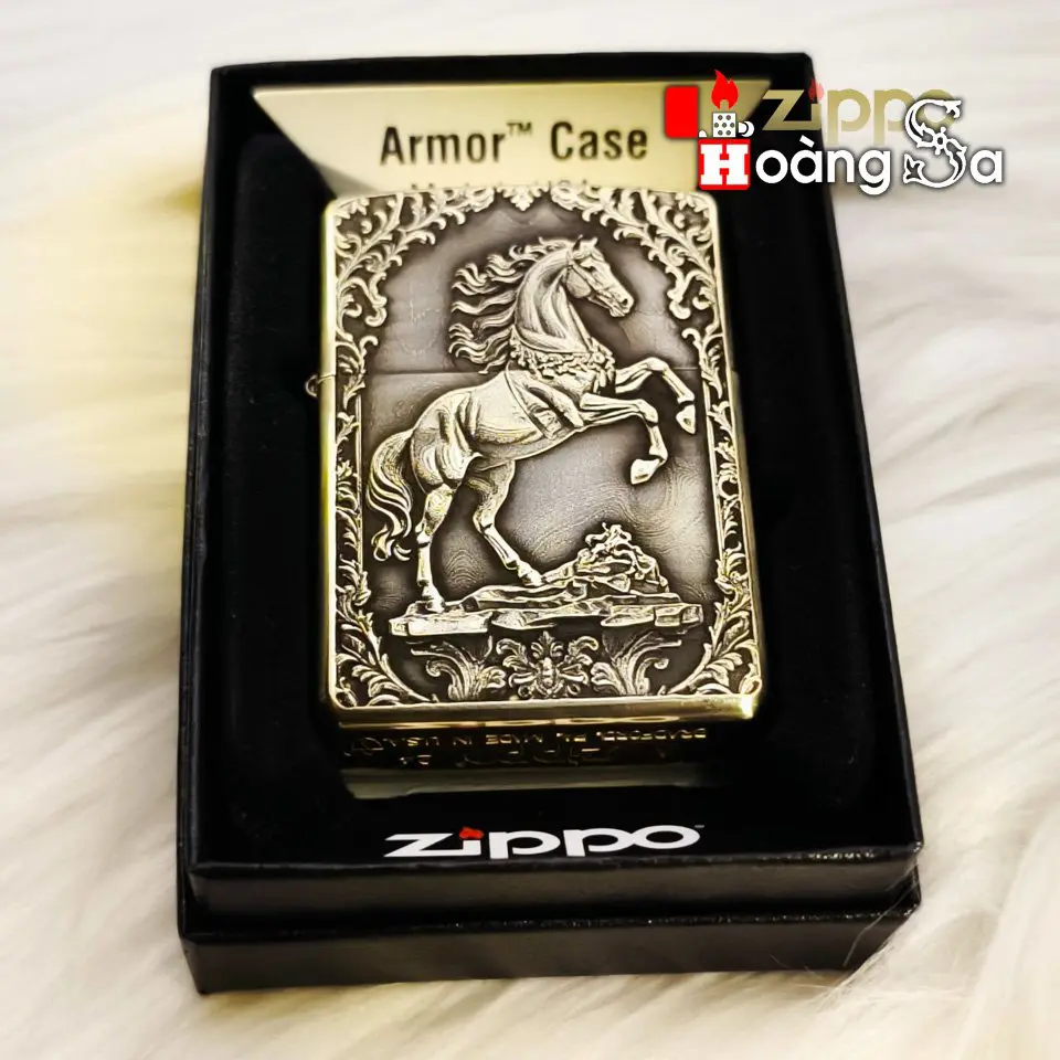 Bật lửa Zippo Brass Armor chủ đề Ngựa 3D chính hãng - Ảnh 2