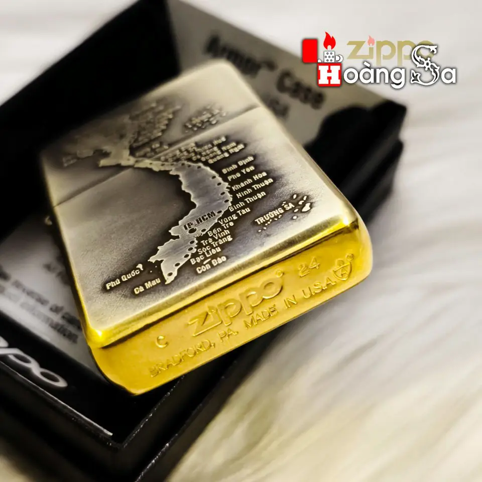 Bật lửa Zippo Armor Brass chủ đề Bản Đồ Việt Nam đắp nổi chính hãng - Ảnh 4