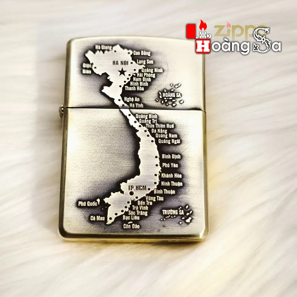 Bật lửa Zippo Armor Brass chủ đề Bản Đồ Việt Nam đắp nổi chính hãng - Ảnh 2