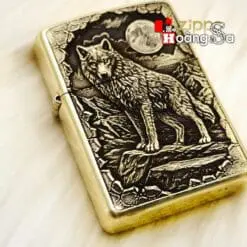 Zippo Armor Brass Khắc 3D Hình Sói