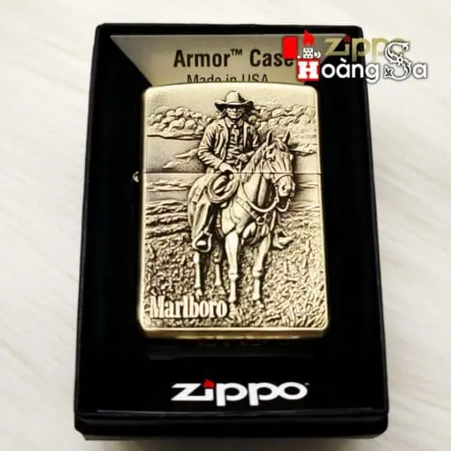 Bật lửa Zippo Armor Brass Marlboro – Phiên bản Cao bồi độc đáo - Ảnh 2