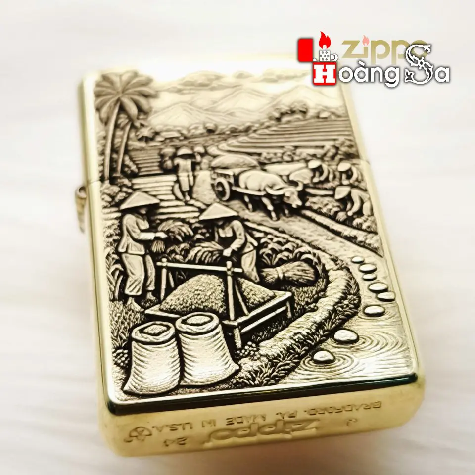Zippo Armor™ Brass - Gặt Lúa Đồng Quê Việt Nam - Ảnh 3