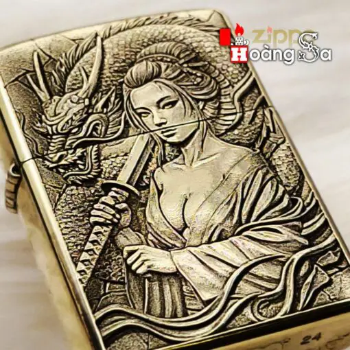 Zippo Armor™ Brass - Nữ Kiếm Sĩ & Rồng Châu Á - Ảnh 2