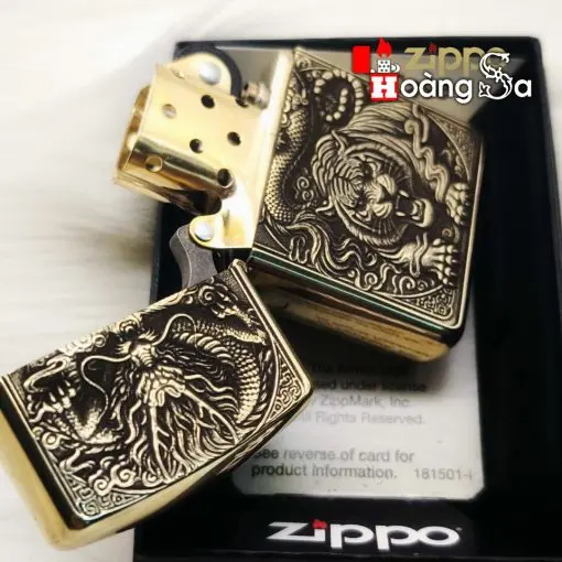 Zippo Armor Brass Khắc Long Hổ - Ảnh 3