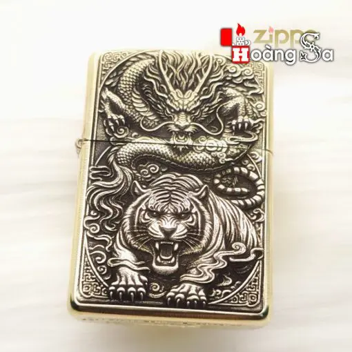 Zippo Armor Brass Khắc Long Hổ - Ảnh 4