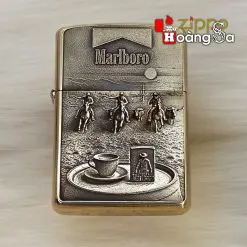 Zippo Armor Brass Khắc 3D Chủ Đề Marlboro - Phiên Bản Cao Bồi