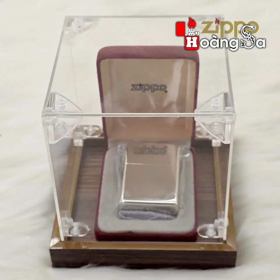 hộp bảo quản trưng bày zippo (display case) mica acrylic và đế gỗ sang trọng (kt 10x10x12 cm) - Ảnh 6